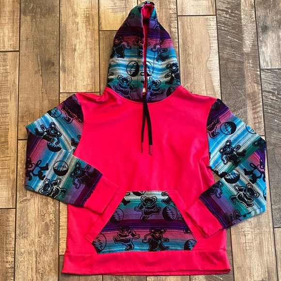 Ankas Art Tops - Grateful Dead Ankas Art Vibrant Multicolor Hoodie with Bear Design